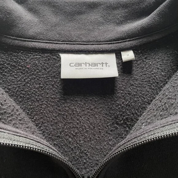 Carhartt WIP Mens Half Zip American Script Sweat Top Black - Excellent Condition - Picture 4 of 5
